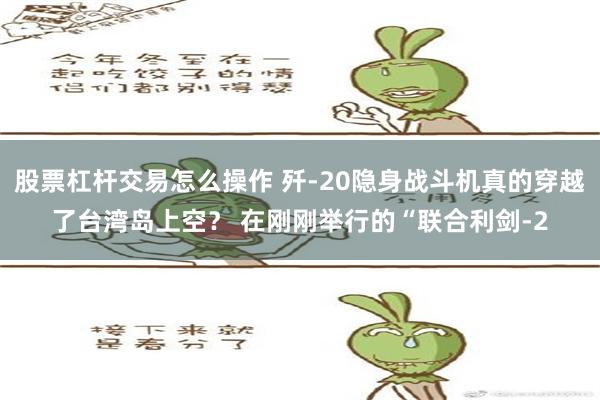 股票杠杆交易怎么操作 歼-20隐身战斗机真的穿越了台湾岛上空？ 在刚刚举行的“联合利剑-2