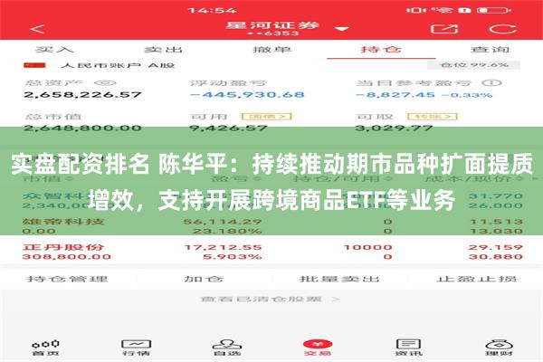 实盘配资排名 陈华平：持续推动期市品种扩面提质增效，支持开展跨境商品ETF等业务